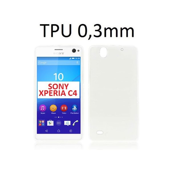 CUSTODIA GEL TPU SILICONE ULTRA SLIM 0,3mm per SONY XPERIA C4, XPERIA C4 DUAL COLORE BIANCO TRASPARENTE