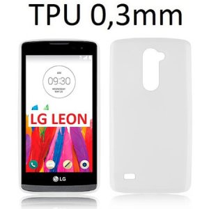 CUSTODIA GEL TPU SILICONE ULTRA SLIM 0,3mm per LG LEON 4G LTE H340N COLORE BIANCO TRASPARENTE