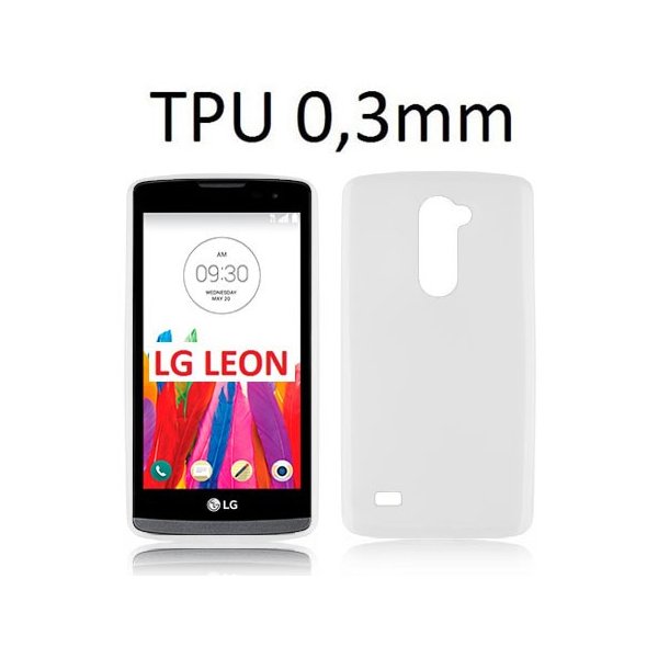 CUSTODIA GEL TPU SILICONE ULTRA SLIM 0,3mm per LG LEON 4G LTE H340N COLORE BIANCO TRASPARENTE