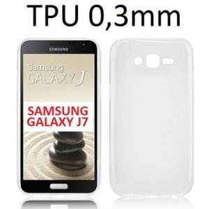 CUSTODIA GEL TPU SILICONE ULTRA SLIM 0,3mm per SAMSUNG SM-J700F GALAXY J7 COLORE BIANCO TRASPARENTE