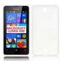 CUSTODIA GEL TPU SILICONE DOUBLE per MICROSOFT LUMIA 430 DUAL SIM COLORE BIANCO - TRASPARENTE