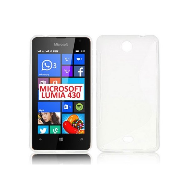 CUSTODIA GEL TPU SILICONE DOUBLE per MICROSOFT LUMIA 430 DUAL SIM COLORE BIANCO - TRASPARENTE