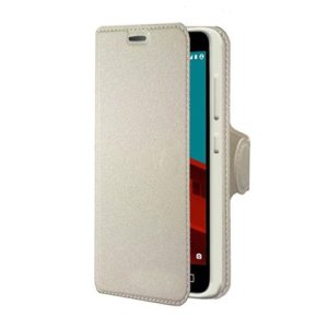 CUSTODIA FLIP ORIZZONTALE SIMILPELLE per VODAFONE SMART PRIME 6, VF-V895N CON STAND, PORTA CARTE E INTERNO IN TPU COLORE BIANCO