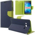 CUSTODIA FLIP ORIZZONTALE per SAMSUNG SM-G388F GALAXY XCOVER 3 CON INTERNO IN TPU SILICONE, STAND E PORTA CARTE COLORE BLU