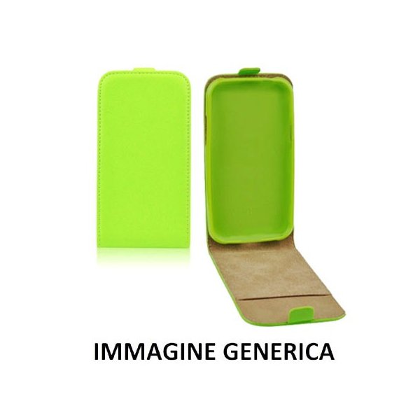 CUSTODIA FLIP VERTICALE SLIM SIMILPELLE per SAMSUNG SM-G388F GALAXY XCOVER 3 CON INTERNO IN TPU SILICONE COLORE VERDE