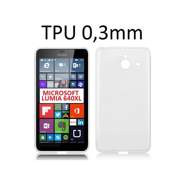 CUSTODIA GEL TPU SILICONE ULTRA SLIM 0,3mm per MICROSOFT LUMIA 640 XL COLORE BIANCO - TRASPARENTE