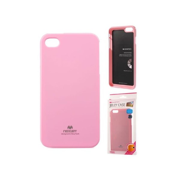 CUSTODIA GEL TPU SILICONE per APPLE IPHONE 4, 4s COLORE ROSA LUCIDO CON GLITTER ALTA QUALITA' MERCURY BLISTER