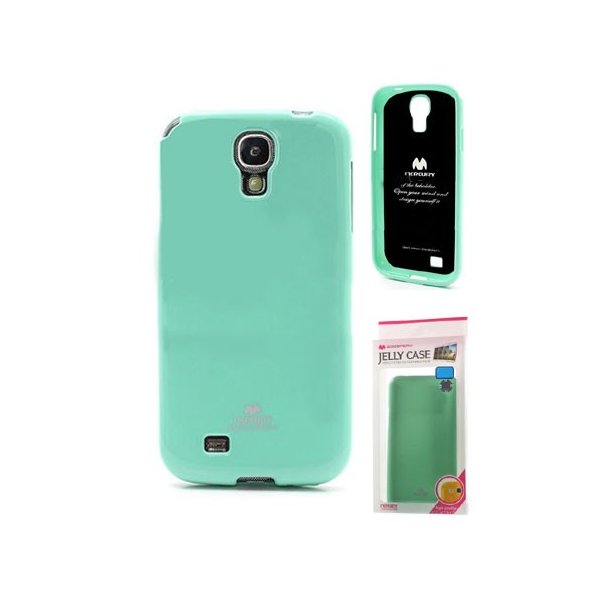 CUSTODIA GEL TPU SILICONE per SAMSUNG I9500 GALAXY S4, I9502, I9505 COLORE VERDE  ACQUA LUCIDO CON GLITTER ALTA QUALITA' MERCURY