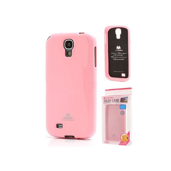 CUSTODIA GEL TPU SILICONE per SAMSUNG I9500 GALAXY S4, I9502, I9505 COLORE ROSA LUCIDO CON GLITTER ALTA QUALITA' MERCURY BLISTER