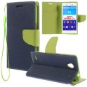 CUSTODIA FLIP ORIZZONTALE per SONY XPERIA C4, XPERIA C4 DUAL CON INTERNO IN TPU, STAND, PORTA CARTE E LACCIO DA POLSO COLORE BLU