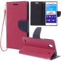 CUSTODIA FLIP ORIZZONTALE per SONY XPERIA C4, XPERIA C4 DUAL CON INTERNO IN TPU, STAND, PORTA CARTE E LACCIO DA POLSO FUCSIA