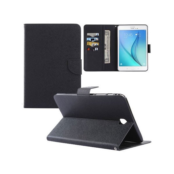 CUSTODIA BOOK ORIZZONTALE per SAMSUNG GALAXY TAB A 8.0, SM-T350 CON STAND, INTERNO IN TPU E TASCHE PORTA CARTE COLORE NERO