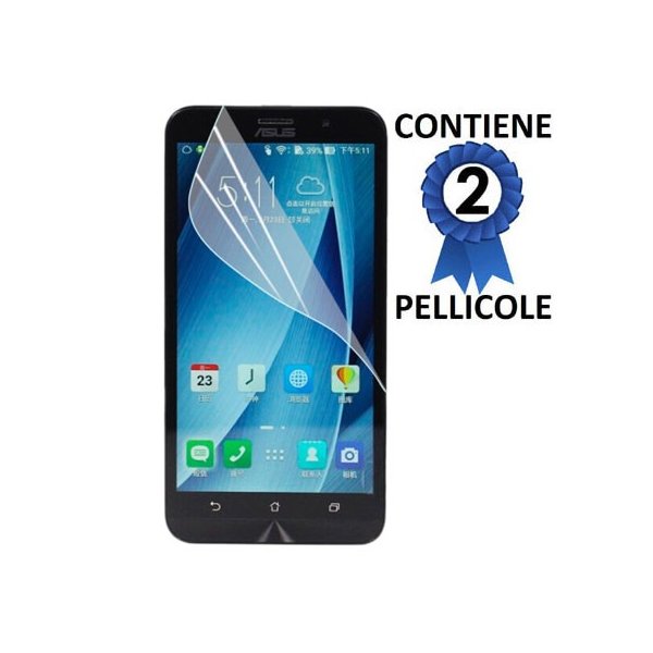 PELLICOLA PROTEGGI DISPLAY per ASUS ZENFONE 2 ZE500CL, ZE500ML, 5.0" POLLICI CONFEZIONE 2 PEZZI