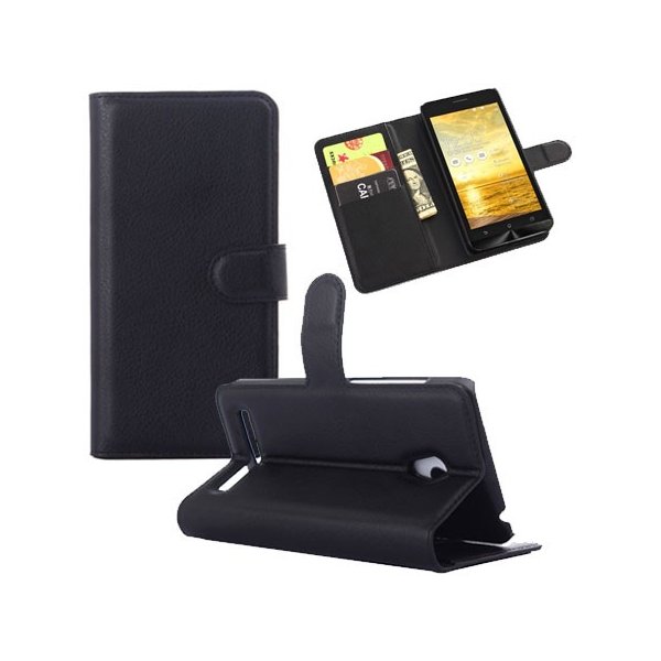 CUSTODIA FLIP ORIZZONTALE SIMILPELLE per ASUS ZENFONE 5 (NO LTE) A501CG, A500CG CON STAND E CHIUSURA MAGNETICA COLORE NERO