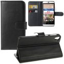 CUSTODIA FLIP ORIZZONTALE SIMILPELLE per HTC DESIRE 826, DESIRE 826 DUAL SIM CON STAND E TASCHE PORTA CARTE COLORE NERO