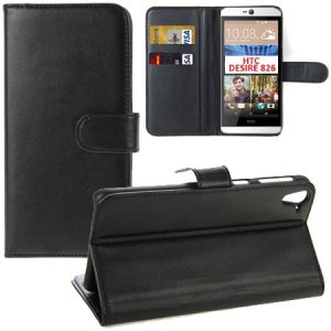 CUSTODIA FLIP ORIZZONTALE SIMILPELLE per HTC DESIRE 826, DESIRE 826 DUAL SIM CON STAND E TASCHE PORTA CARTE COLORE NERO