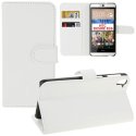 CUSTODIA FLIP ORIZZONTALE SIMILPELLE per HTC DESIRE 826, DESIRE 826 DUAL SIM CON STAND E TASCHE PORTA CARTE COLORE BIANCO