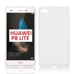 CUSTODIA GEL TPU SILICONE per HUAWEI P8 LITE COLORE BIANCO - TRASPARENTE