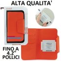 CUSTODIA FLIP ORIZZONTALE PELLE UNIVERSALE CON PORTA CARTE PER DISPOSITIVI FINO A 4,2" POLLICI COLORE ARANCIONE ALTA QUALITA'