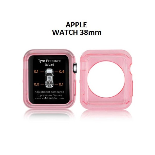 CUSTODIA GEL TPU SILICONE per APPLE WATCH 38MM COLORE ROSA TRASPARENTE