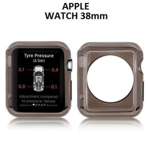 CUSTODIA GEL TPU SILICONE per APPLE WATCH 38MM COLORE NERO TRASPARENTE