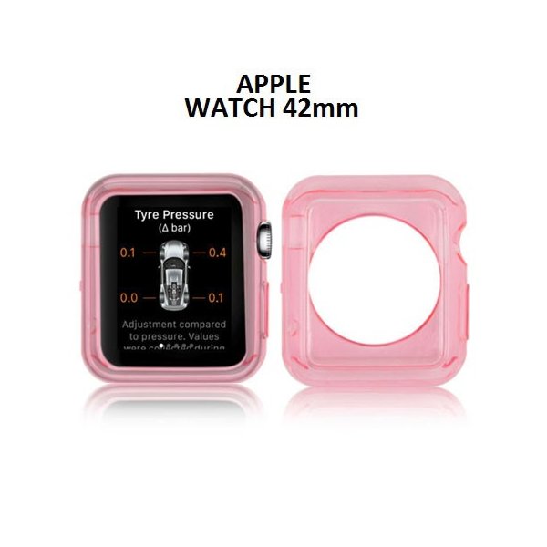 CUSTODIA GEL TPU SILICONE per APPLE WATCH 42MM COLORE ROSA TRASPARENTE