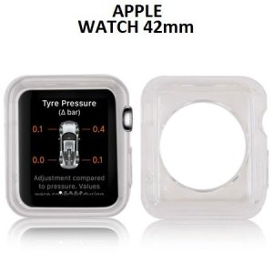 CUSTODIA GEL TPU SILICONE per APPLE WATCH 42MM COLORE BIANCO TRASPARENTE