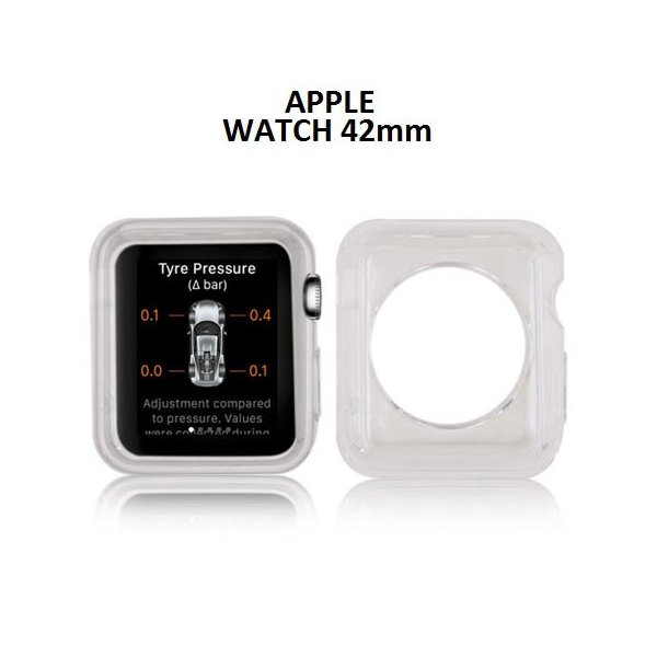 CUSTODIA GEL TPU SILICONE per APPLE WATCH 42MM COLORE BIANCO TRASPARENTE