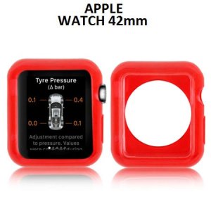 CUSTODIA GEL TPU SILICONE per APPLE WATCH 42MM COLORE ROSSO TRASPARENTE