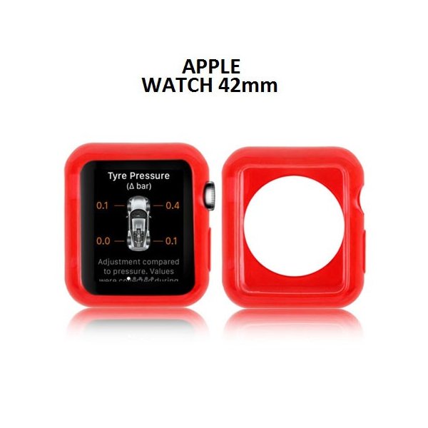 CUSTODIA GEL TPU SILICONE per APPLE WATCH 42MM COLORE ROSSO TRASPARENTE