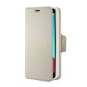 CUSTODIA FLIP ORIZZONTALE SIMILPELLE per LG G4, H815 CON INTERNO IN TPU SILICONE, STAND E TASCHE PORTA CARTE COLORE BIANCO