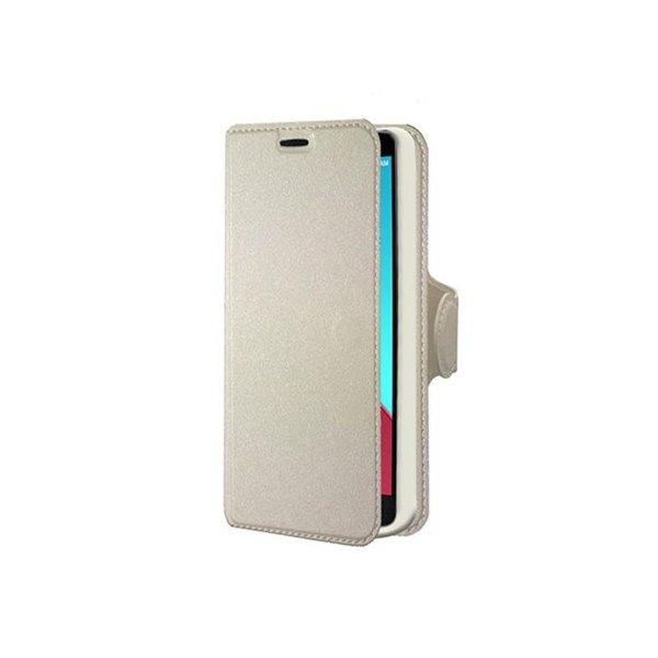 CUSTODIA FLIP ORIZZONTALE SIMILPELLE per LG G4, H815 CON INTERNO IN TPU SILICONE, STAND E TASCHE PORTA CARTE COLORE BIANCO