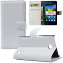 CUSTODIA FLIP ORIZZONTALE SIMILPELLE per HUAWEI ASCEND Y635 CON STAND E CHIUSURA MAGNETICA COLORE BIANCO