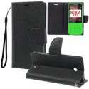 CUSTODIA FLIP ORIZZONTALE per NOKIA 225, NOKIA 225 DUAL SIM CON INTERNO IN TPU SILICONE, STAND E PORTA CARTE COLORE NERO