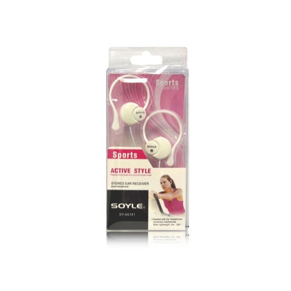 AURICOLARE STEREO per MP3, MP4 CON JACK 3,5MM, SUPPORTO PER ORECCHIO E LUNGHEZZA CAVO 1,2MT COLORE BIANCO SY-A5141 SOYLE