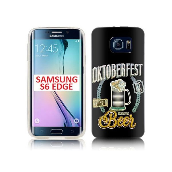 CUSTODIA GEL TPU SILICONE per SAMSUNG SM-G925 GALAXY S6 EDGE CON FANTASIA OKTOBERFEST SU SFONDO NERO