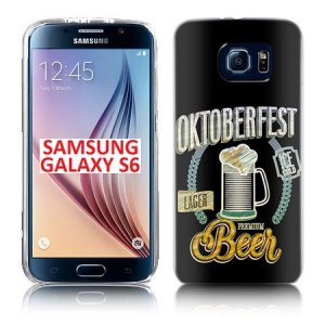 CUSTODIA GEL TPU SILICONE per SAMSUNG SM-G920 GALAXY S6 CON FANTASIA OKTOBERFEST SU SFONDO NERO