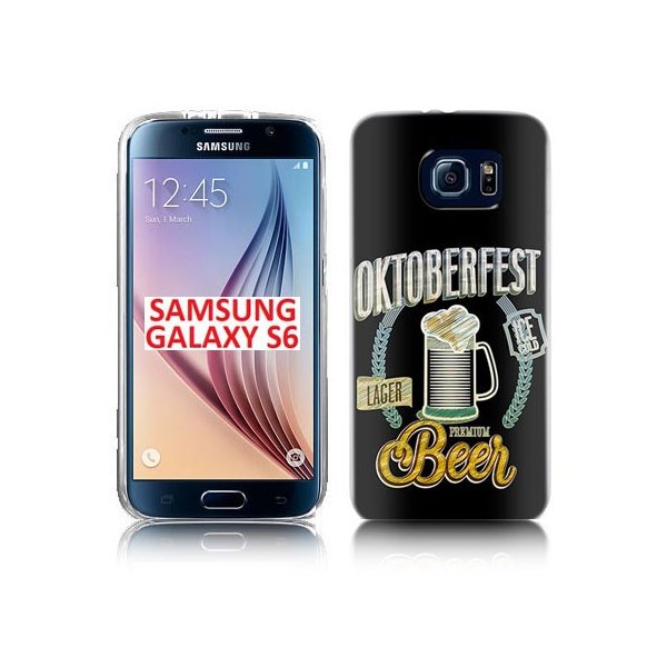 CUSTODIA GEL TPU SILICONE per SAMSUNG SM-G920 GALAXY S6 CON FANTASIA OKTOBERFEST SU SFONDO NERO