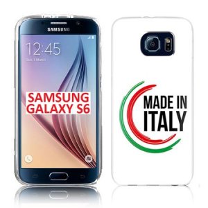 CUSTODIA GEL TPU SILICONE per SAMSUNG SM-G920 GALAXY S6 CON BANDIERA ITALIANA E SCRITTA "MADE IN ITALY"