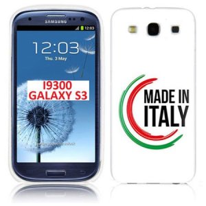 CUSTODIA GEL TPU SILICONE per SAMSUNG I9300 GALAXY S3, I9300i GALAXY S3 NEO CON BANDIERA ITALIANA E SCRITTA "MADE IN ITALY"