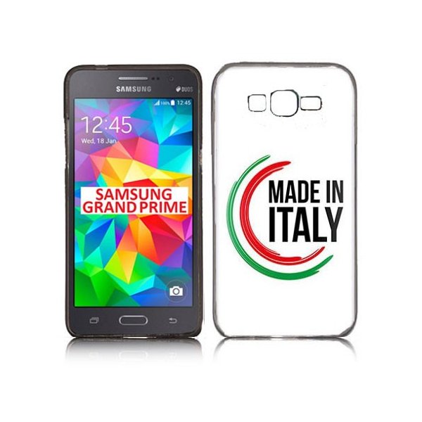 CUSTODIA GEL TPU SILICONE per SAMSUNG G530H GRAND PRIME CON BANDIERA ITALIANA E SCRITTA "MADE IN ITALY"