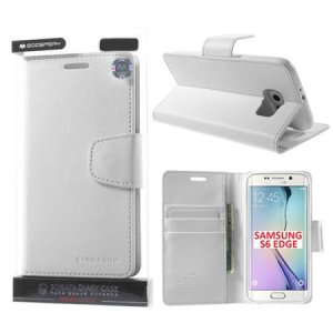 CUSTODIA FLIP ORIZZONTALE PELLE per SAMSUNG SM-G925 GALAXY S6 EDGE CON INTERNO IN TPU E STAND BIANCO SONATA MERCURY BLISTER