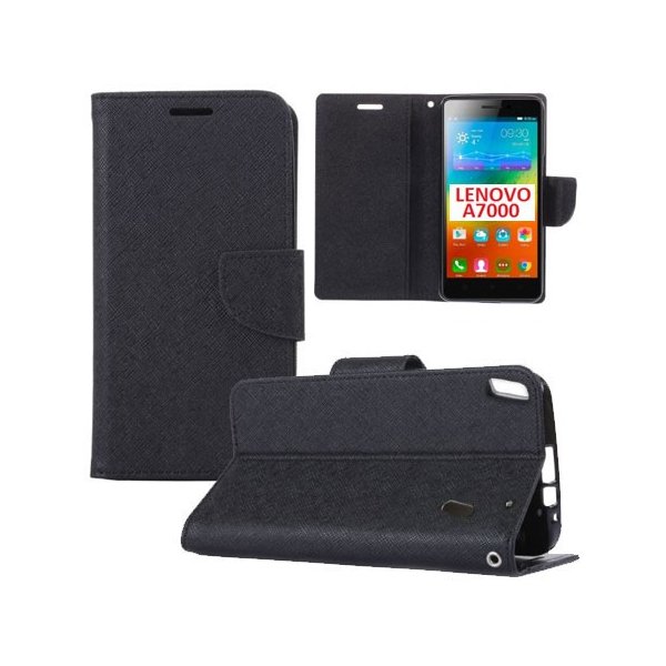 CUSTODIA FLIP ORIZZONTALE per LENOVO VIBE K3 NOTE (K50-t5) CON INTERNO IN TPU SILICONE, STAND E TASCHE PORTA CARTE COLORE NERO