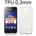 CUSTODIA GEL TPU SILICONE ULTRA SLIM 0,3mm per LENOVO A319 ROCSTAR COLORE BIANCO TRASPARENTE