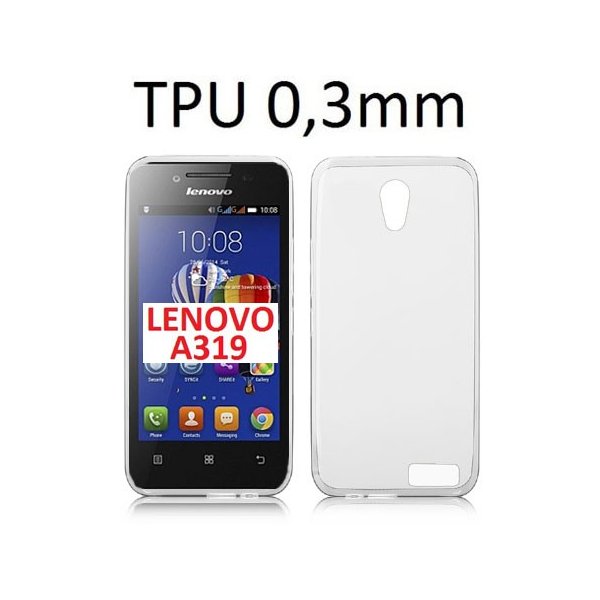 CUSTODIA GEL TPU SILICONE ULTRA SLIM 0,3mm per LENOVO A319 ROCSTAR COLORE BIANCO TRASPARENTE