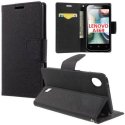 CUSTODIA FLIP ORIZZONTALE per LENOVO A369, LENOVO A369I CON INTERNO IN TPU, STAND E TASCHE PORTA CARTE COLORE NERO