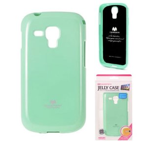 CUSTODIA GEL TPU SILICONE per SAMSUNG S7562 GALAXY S DUOS, S7560, S7580 VERDE ACQUA LUCIDO CON GLITTER ALTA QUALITA' MERCURY