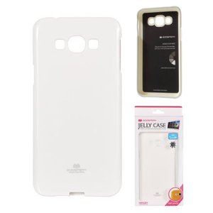 CUSTODIA GEL TPU SILICONE per SAMSUNG SM-A800F GALAXY A8 COLORE BIANCO LUCIDO CON GLITTER ALTA QUALITA' MERCURY BLISTER