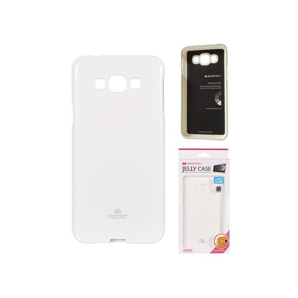 CUSTODIA GEL TPU SILICONE per SAMSUNG SM-A800F GALAXY A8 COLORE BIANCO LUCIDO CON GLITTER ALTA QUALITA' MERCURY BLISTER