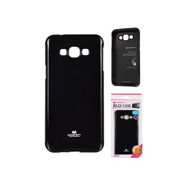 CUSTODIA GEL TPU SILICONE per SAMSUNG SM-A800F GALAXY A8 COLORE NERO LUCIDO CON GLITTER ALTA QUALITA' MERCURY BLISTER